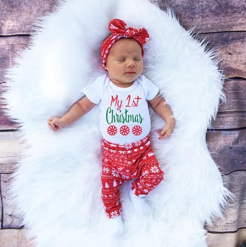 3-Piece Christmas Bodysuit Pant Set